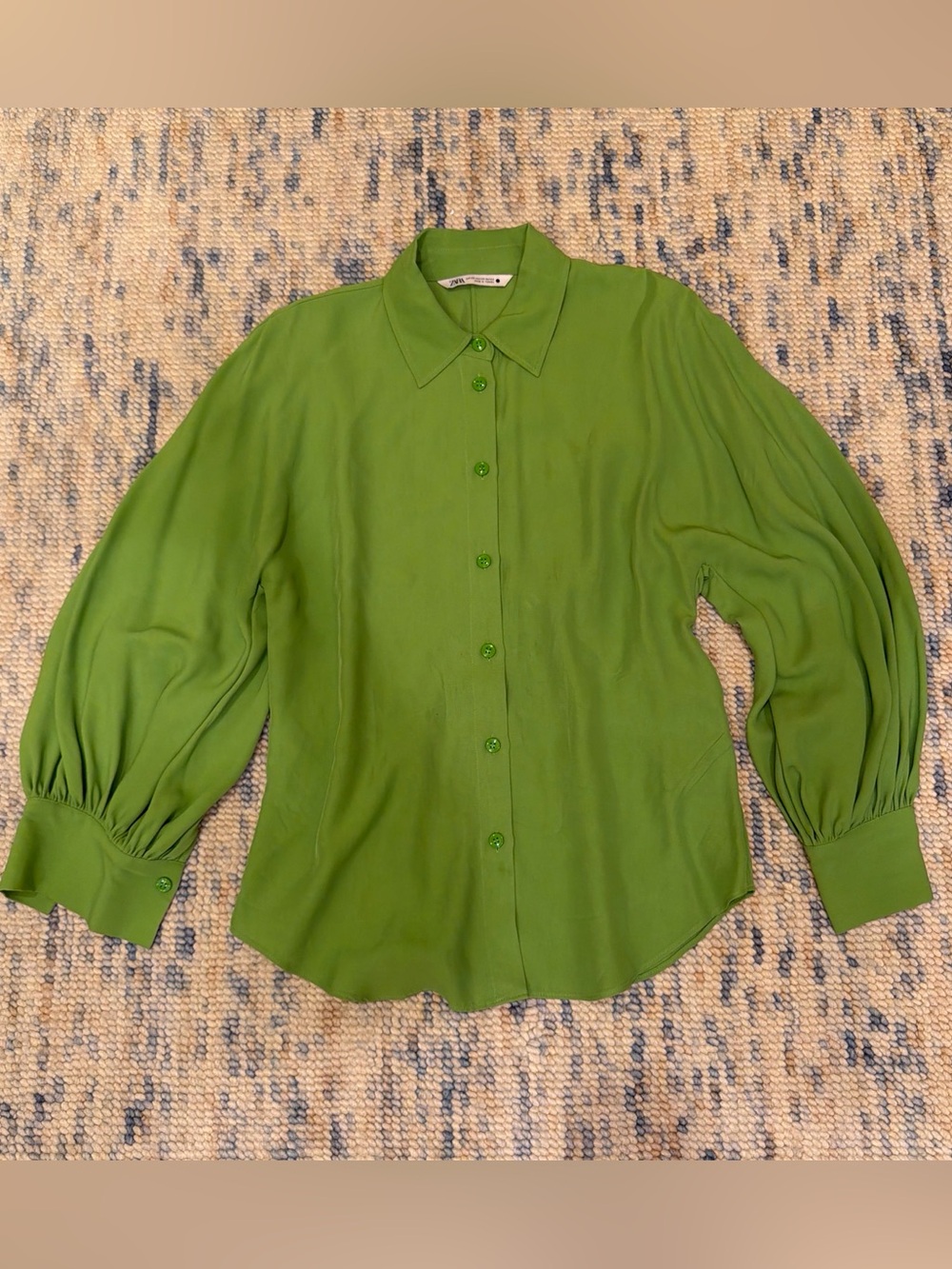 Zara Bright Green Button-Down Blouse